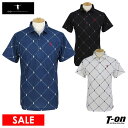【40%OFF SALE】ティーマック T-MAC メンズ ポロシャツ 半袖 ストレッチ BEAR柄 クマモチーフラインプリント ゴルフウェア