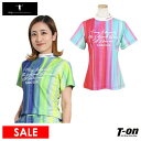 【30%OFF SALE】ティーマック T-MAC レディース ハイネックシャツ 半袖 モックネックシャツ グラデーションストライプ柄 総柄 ロゴプリント 20...