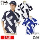 【30%OFF SALE】フィラ フィラゴルフ FILA GOLF メンズ ポロシャツ 半袖 UVカット 吸汗速乾 リサイクル素材 ビックロゴプリント 幾何学柄 ロゴ刺繍 M~3Lまでご用意 2025 春夏 新作 ゴルフウェア