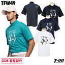 【ポイント10倍 7/29 12:59迄】ティーエフダブリュー フォーティーナイン TFW49 メンズ ハイネックシャツ 半袖 モックネックシャツ 異素材コンビ 吸水速乾 ビッグロゴプリント 【送料無料】 2025 春夏 新作 ゴルフウェア