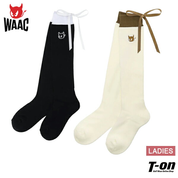 ワック WAAC 日本正規品 レディース ソックス ハイソックス バックリボン付き 厚底パイルクッション 配..