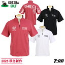 ガッチャ ガッチャゴルフ GOTCHA GOLF メンズ ポロシャツ 半袖 ハーフジップアップ ハイネックにもなる ツイルジャージ風素材 裾ドロストーリング付き ロゴプリント M~4Lまでご用意 2025 秋冬 新作 ゴルフウェア