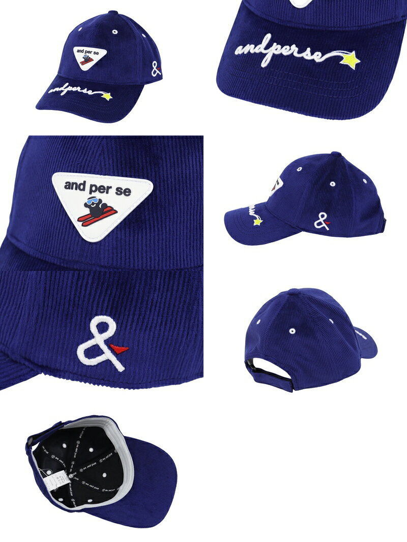 アンパスィ and per se レディース キャップ コーデュロイキャップ UVカット アンパンジーシリコンワッペン付 筆記体 立体ロゴ刺繍 2025 秋冬 新作 ゴルフ 【送料無料】