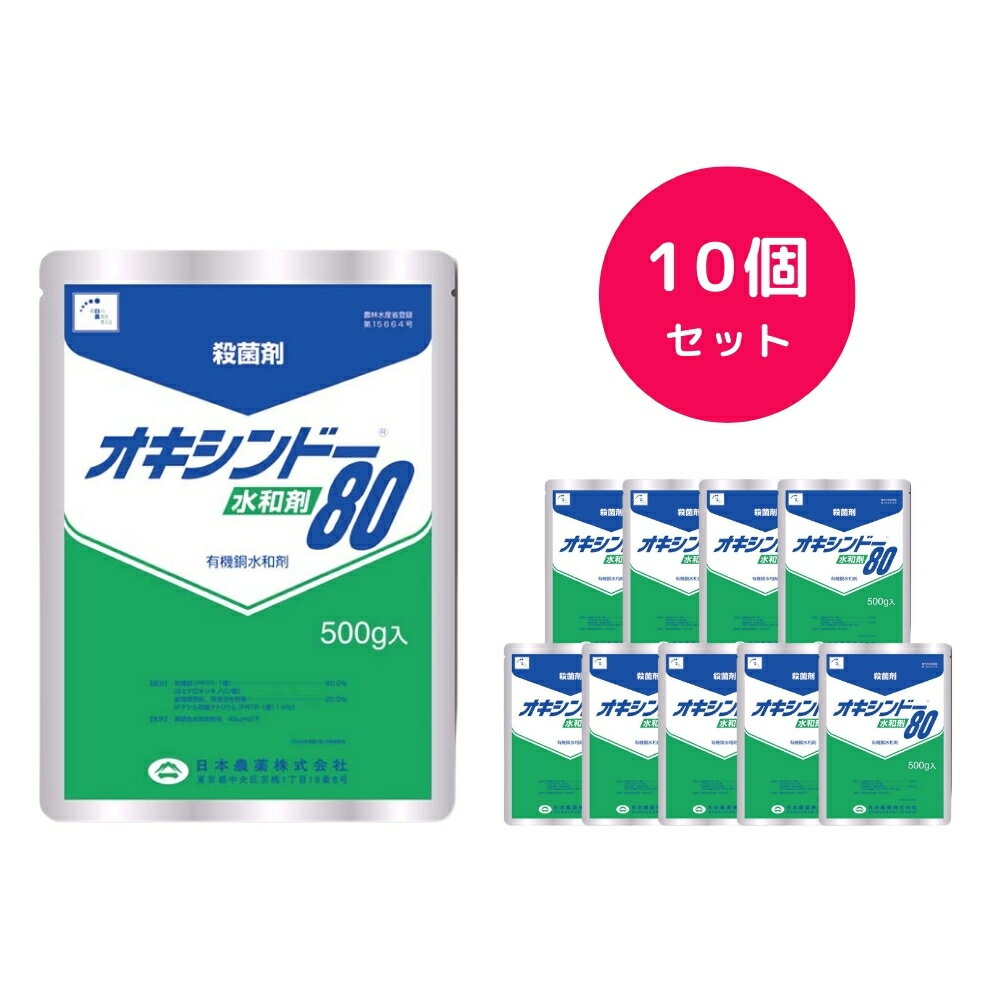 【10個セット】 オキシンドー水和剤80 500g 殺菌剤 黒点病 斑点落葉病 べと病 炭疽病