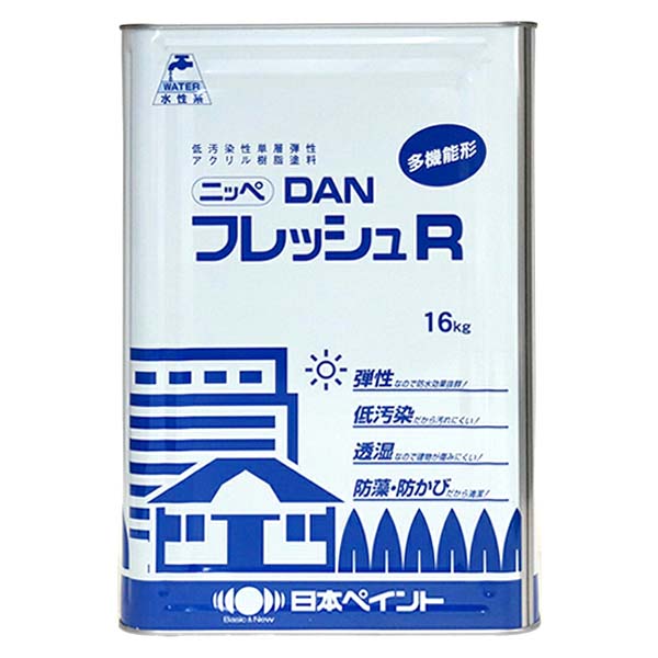 Rakuten - DANフレッシュ R 5分ツヤ有り ホワイト 16kg 外壁用 厚膜 なみがた ゆず肌 ニッペ