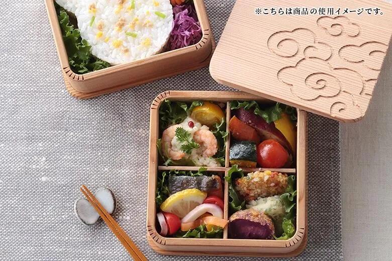 【公式】箱屋常吉 正方形二段お弁当箱 雲紋柄 おひつのようなおべんとう箱 hakoya 弁当箱