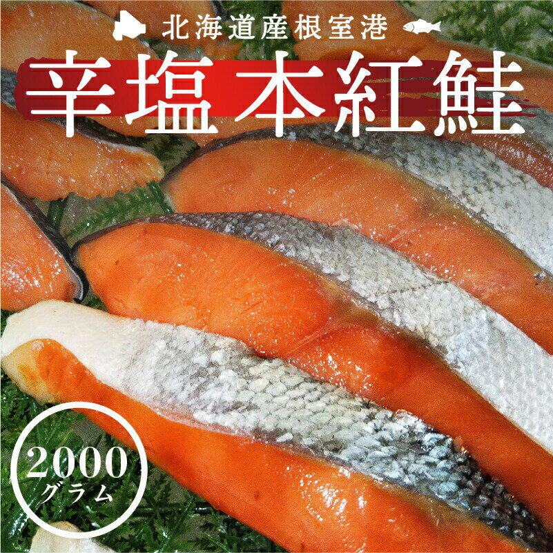 本紅鮭 辛塩 激辛 塩辛 北海道 根室港 切身 約2000g 厚切り 18〜22切れ 脂のった シャケ 切り身 魚 塩焼き お弁当 酒のつまみ お中元 お歳暮 f04