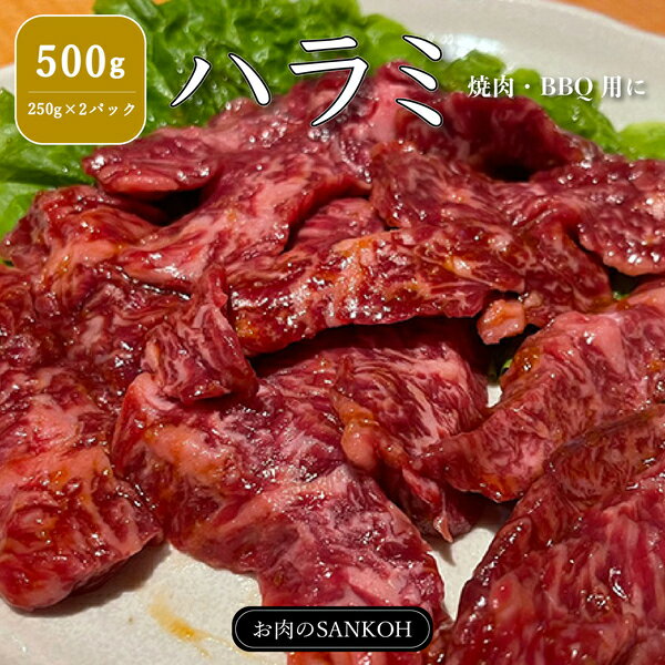 厳選 ハラミ 500g 250g×2パック やわらか 味付け無し はらみ ハラミ サガリ 焼肉 牛肉 赤身 バーベキュー BBQ 約3人〜4人分