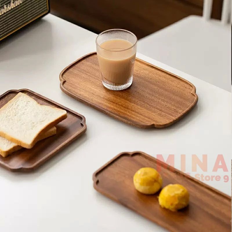 ナチュラル カフェ 天然木 木目 和風 おしゃれ トレー お盆トレイ ウッドプレート お皿 お菓子 お茶 プ..