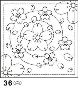 オリムパス 刺し子 花ふきん 布パック 水辺の桜 ( みずべのさくら ) 白 和柄 36 刺し子布 刺しゅう さしこ 刺繍