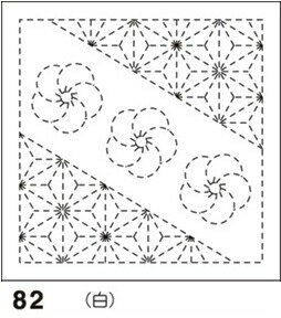 オリムパス 刺し子 花ふきん 布パック ねじり梅と麻の葉 ( ねじりうめとあさのは ) 白 和柄 82 刺し子布 刺しゅう さしこ 刺繍