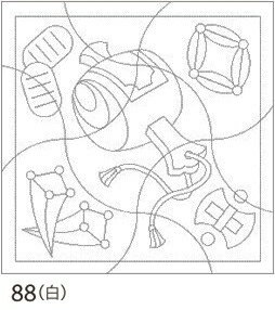 オリムパス 刺し子 花ふきん 布パック 小槌と宝づくし ( こづちとたからづくし ) 白 和柄 88 刺し子布 刺しゅう さしこ 刺繍
