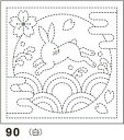 オリムパス「図案プリント済 花ふきん 布パック」 うさぎと青海波 (白) 90 (メール便可)