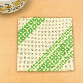 オリムパス こぎん刺し キット コースター ( ベージュ ) こぎんキット 刺しゅう 伝統的 刺繍　こぎん43　(メール便可)