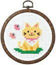 オリムパス クロスステッチ刺繍キット 小さななかまたち ネコとちょう 7348 (取り寄せ品) (メール便可)
