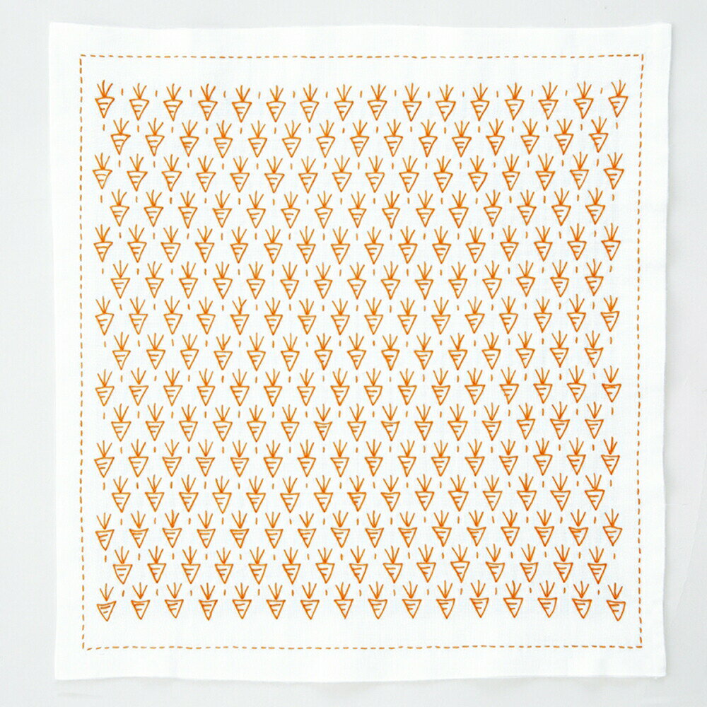 オリムパス 刺し子 キット 花ふきん ニンジン 白 一目刺し ほんわか シリーズ 白地 刺しゅう さしこ 刺..