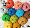 全24色【単色無地カラー】T-SHIRT YARN MANIA Tシャツヤーン マニア 1玉あたり約30m(100g) 大人気 tシャツヤーン 伸縮性あり 編み糸 編みやすい 極太糸 くすみカラー パステルカラー カラフル 手芸糸 ズパゲッティー糸 編み物好きな方へ 手作り マスク紐にも