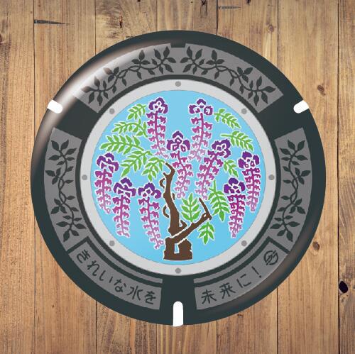 ふたこれ　路上鉄蓋缶バッジNo.0022　岡山県倉敷市