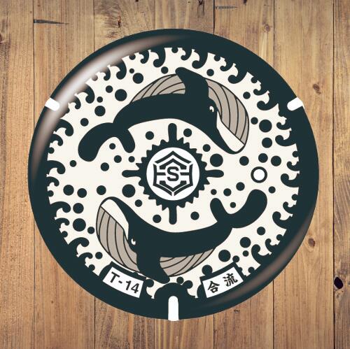 ふたこれ　路上鉄蓋缶バッジNo.0024　高知県高知市