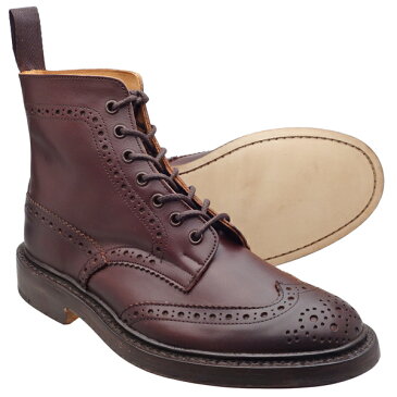 トリッカーズ カントリーブーツ レザーソール　バーガンディ Tricker's M2508 MALTON （Burgundy Burnished)◆MADE IN ENGLAND◆UK規格