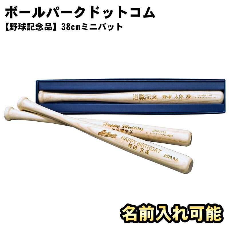 名入れ可能! JB ボールパークドットコム 38cmミニバット 片面 プレゼント 贈り物 ミニバット 野球 ベースボール ギフト 刻印 卒業記念 名前入れ 卒団記念品 レーザー加工 bp-m08