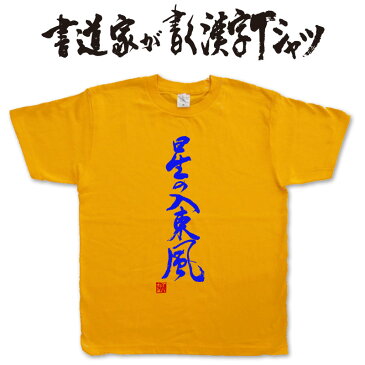 【星の入東風(縦書)】書道家が書く漢字Tシャツ おもしろTシャツ 本物の筆文字を利用したオリジナルプリントTシャツ　 ☆今ならオリジナルTシャツ2枚以上で【送料無料】☆ 名入れ 誕生日プレゼント　俳句　季語 【楽ギフ_名入れ】 pt1 ..