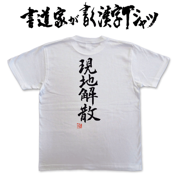 【現地解散（縦書）】書道家が書く漢字Tシャツ おもしろTシャツ 本物の筆文字を使用し流せたオリジナルプリントTシャツ 和柄漢字Tシャツ ☆今ならオリジナルTシャツ2枚以上で【送料無料】☆ 名入れ 誕生日プレゼント 【楽ギフ_名入れ】 pt1 ..