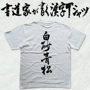 【白砂青松】書道家が書く漢字Tシャツ おもしろTシャツ 本物の筆文字を使用したオリジナルプリントTシャツ書道家が書いた文字を和柄漢字Tシャツにしました　メンズ レディース 子供服 大きいサイズ 4L 5L あります ドライTシャツ も選べます メール便送料無料