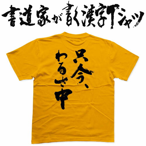 【只今、わるさ中】書道家が書く漢字Tシャツ おもしろTシャツ 本物の筆文字を使用したオリジナルプリントTシャツ 和柄漢字Tシャツ pt1 ..