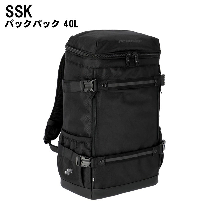 SSK ●仕様 2026SP ●ユーザー メンズ＆ユニセックス ●サイズ 長さ34×高さ57×幅21cm(容量:約40L) 前ポケット:縦23×横25cm ●カラー (90)ブラック ●素材 合成繊維×合成皮革(PVC)