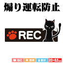 【煽り運転防止】「録画中(黒猫)」(200mm x 85mm) 煽り運転 防止 ステッカー ドライブレコーダー ドラレコ 車載 車用 あおり運転 対策 防止 防犯 予防 防水 耐候5年