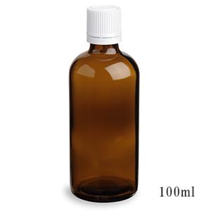 スタンダードタイプ遮光瓶(茶色)白キャップ100ml(アルコール、エタノール対応) 68本セット 50%割引バルク販売(ドロッパー付きセイフティーキャップ と本...