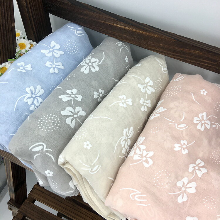 セール ストール 四つ葉 柔らかい 大判ストール ブルー レデイース 春夏 UV対策 日焼け防止 コットン 四つ葉