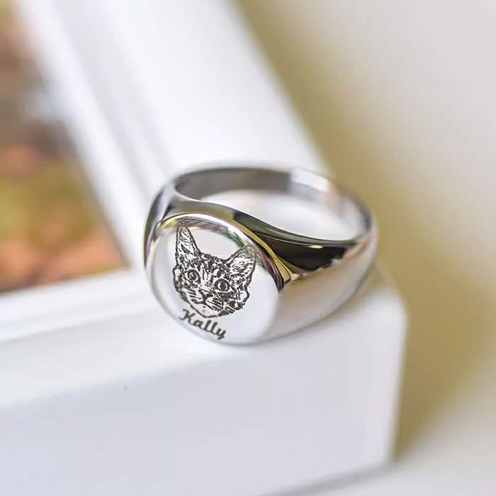 楽天東京豊屋指輪 刻印 写真刻印 リング ペット ステンレスリング オーダーメイド ペット シンプル ステンレス 彫刻 シルバー ゴールド ペット供養 思い出 オリジナルグッズ メモリアルグッズ プレゼント 母の日 誕生日 記念日 動物 犬 猫 うちの子