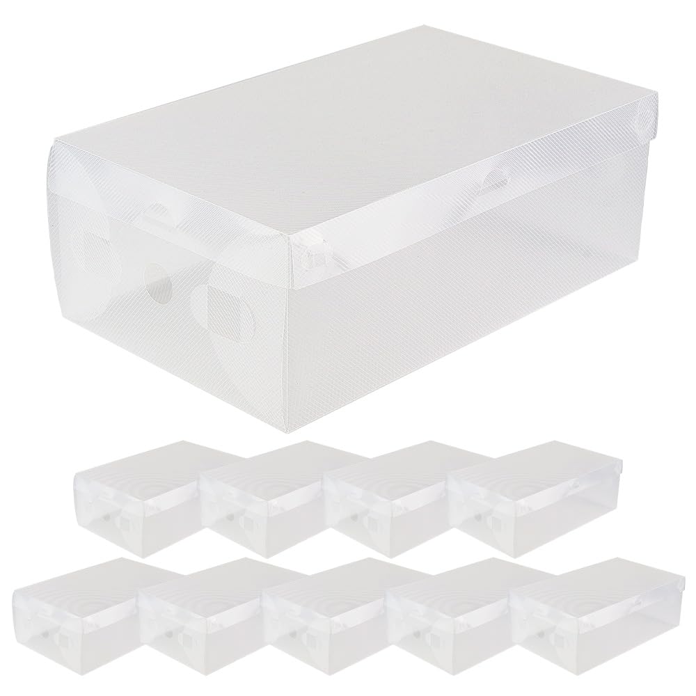 【10個セット】シューズ収納ケース 折り畳み式 透明 防汚対策 コレクター 長期保管 室内 靴 展示 ディ..