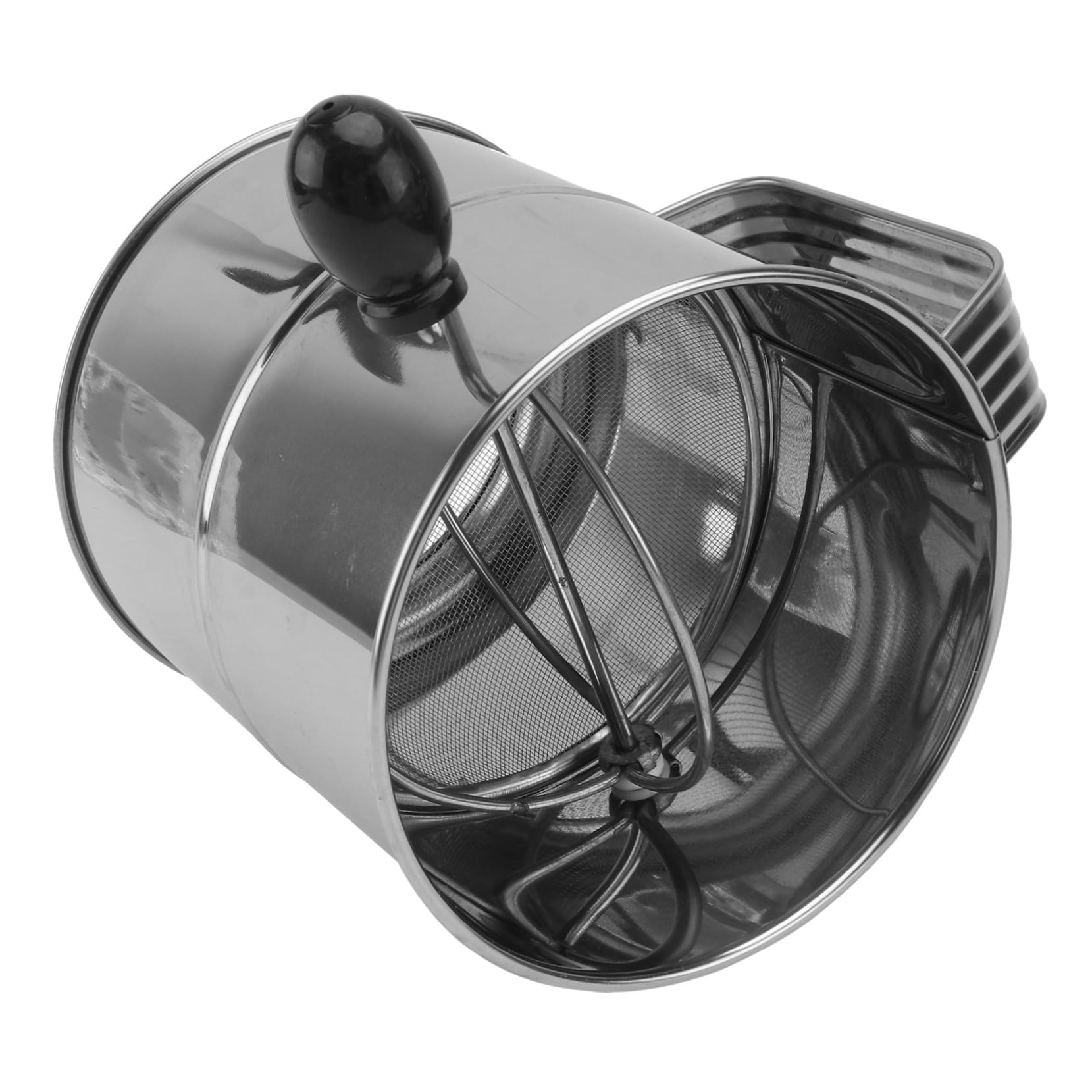 ステンレス製 手持ち粉ふるい器 大容量カップ設計 飛び散り防止 携帯用ハンドル付き 簡単操作 家用ふるい器 キッチン用メッシュふ