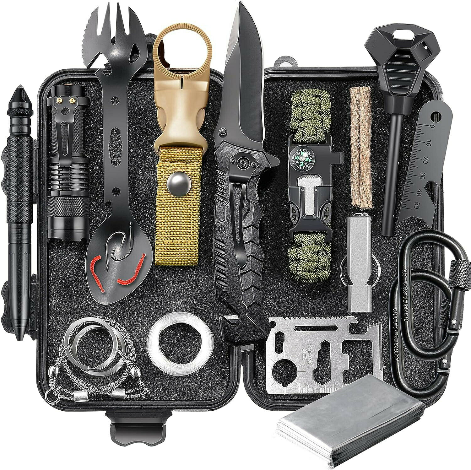 サバイバルギアキット 緊急 EDC サバイバルツール 24イン1 SOS 地震補助器具 クールトップガジェット ボーイフレンド ティーン 男の子 キャンプ ハイキング アウトドア キャンプ 山登り プレゼント 防災用品