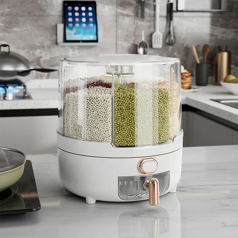 おしゃれ 米びつ お米ケース ダイズ 残量見える 計量 防湿 ドライフードディスペンサー 防塵 リョクト..