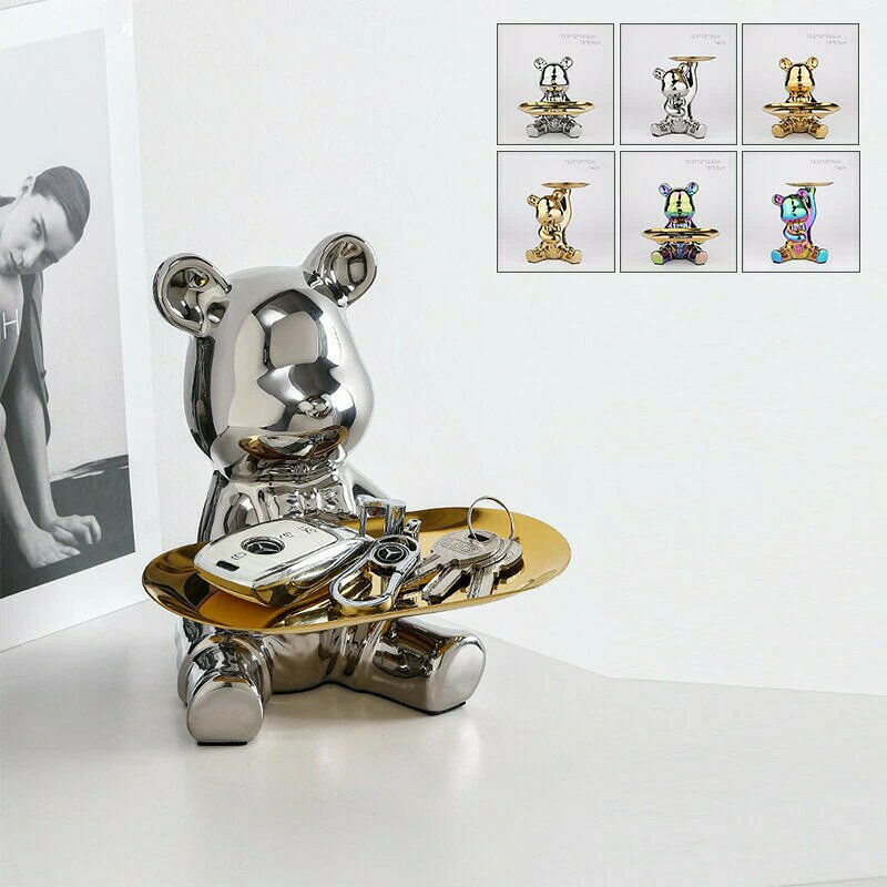 ディスプレイ収納　インテリア雑貨 置物 ミニチュア 落書き クマ 北欧 装飾ポーチ 鍵収納ボックス 装飾..