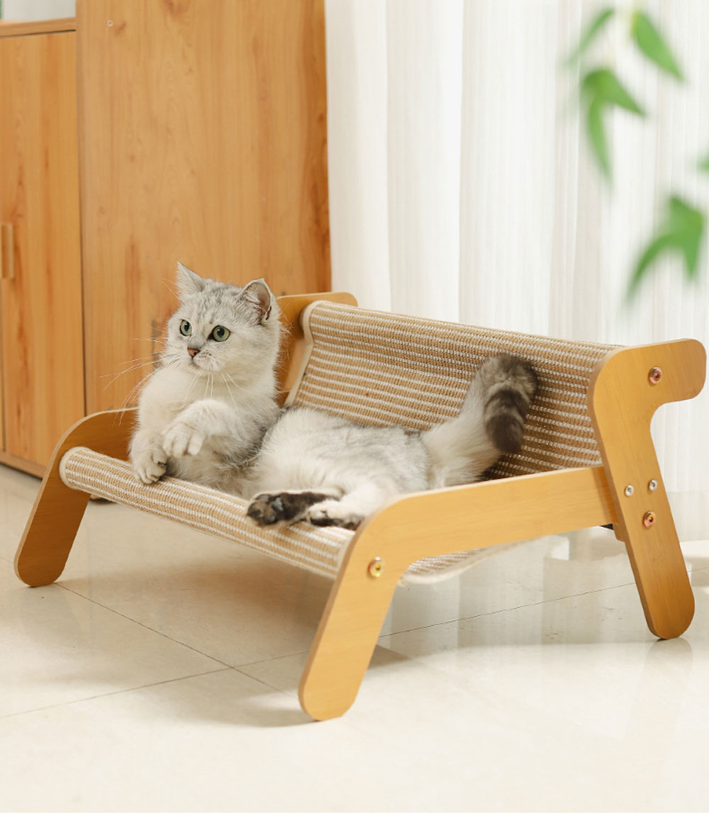 3合1多機能 猫用ソファベッド 爪研ぎ付き 藤素材/麻布選べる 大型猫対応 洗える 撥水加工 おしゃれ ペ..