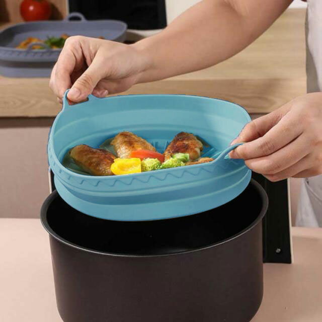 ノンフライヤー調理 シリコンライナー エアフライヤー用 マット 折りたたみ 耐熱クッキングシート エアフライヤー用シート 丸い形 方形 クッキングマット 調理用品 お手入れ簡単 繰り返し 取っ手付き ベーキング バーベキュー フライドポテトピザ 送料無料