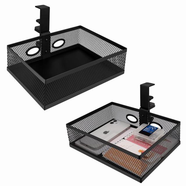 デスク下収納ラック 机下収納 360度回転 穴開け不要　クランプ式　耐荷重5kg 取り付け簡単 スペース節..