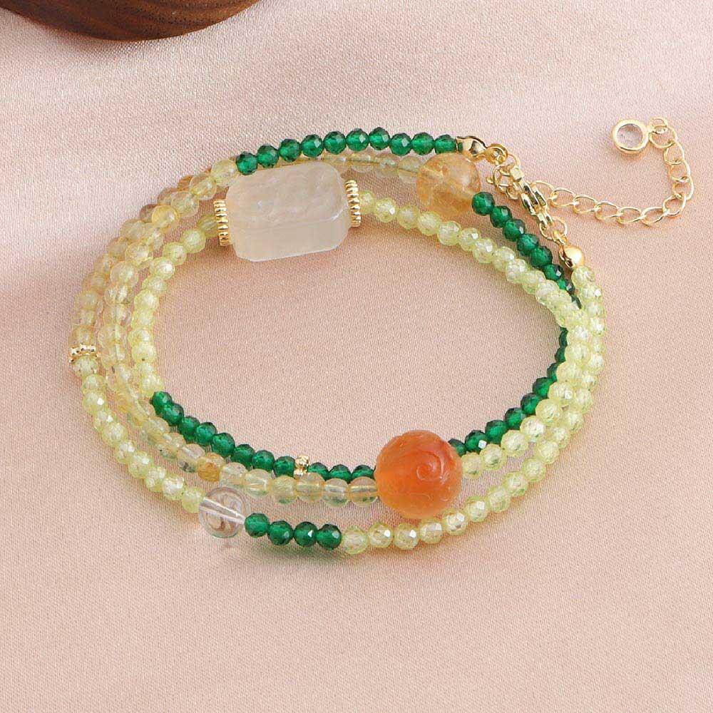 天然石 ブレスレット 4MM ストロベリークォーツ 天然石ブレスレットパワース トーンブレスレッ スアクセサリー