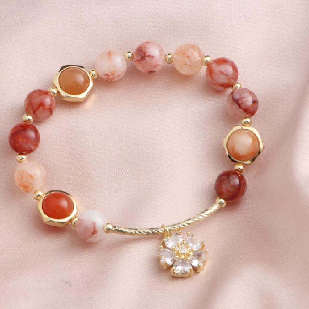 天然石 ブレスレット 8MM ストロベリークォーツ 天然石ブレスレットパワース トーンブレスレッ スアクセサリー