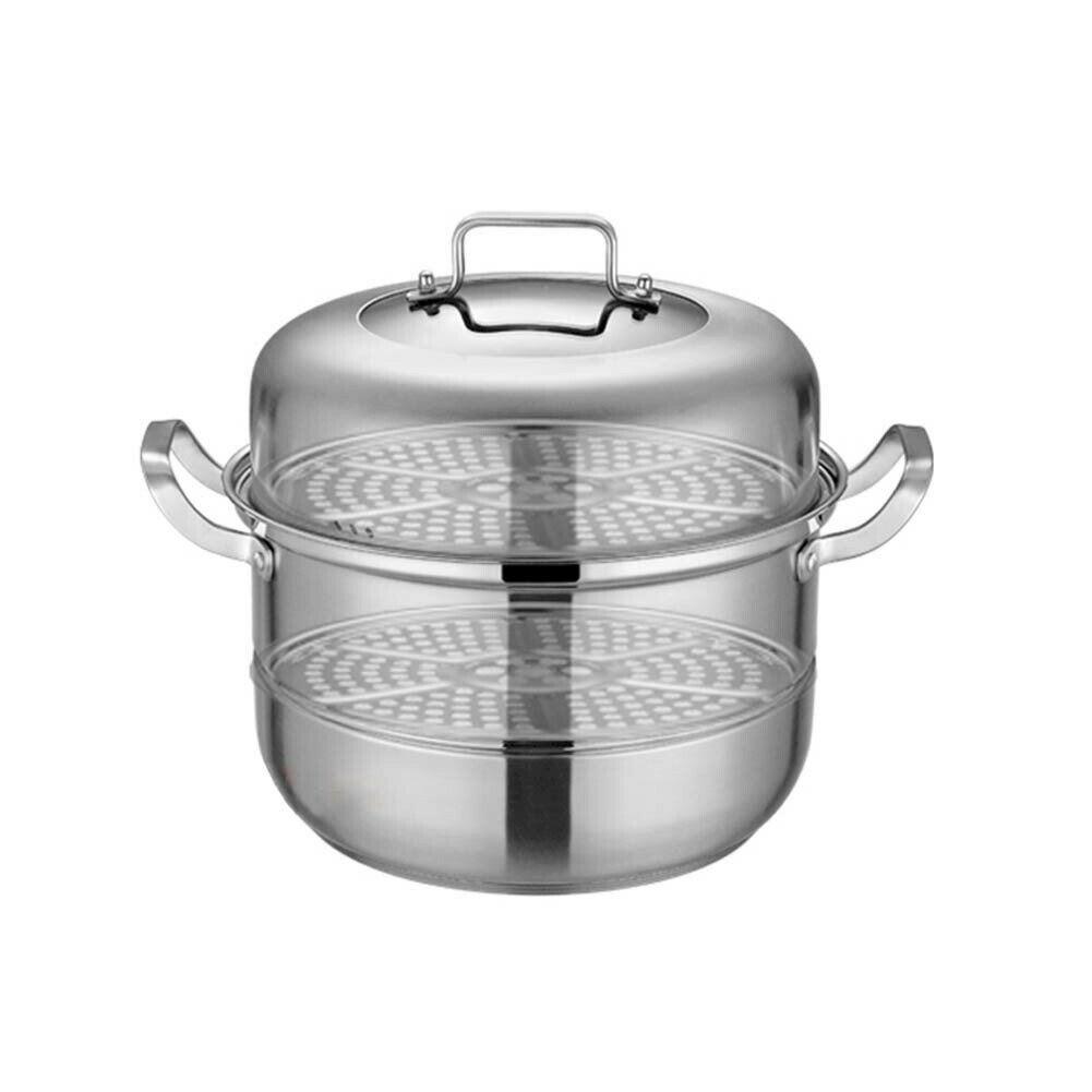 蒸し器 二段28CM蒸しごよみ IH対応 ガス火対応 蒸し鍋 両手鍋 2段蒸し器 ガラス蓋付き ステンレス鍋 せいろ 蒸籠 調理鍋 オール熱源対応