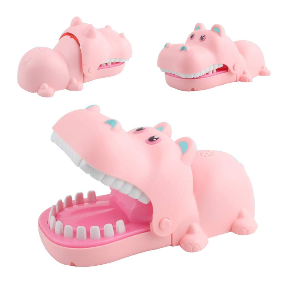ワニワニパニックおもちゃ 痛いワニ カバ 特大 口歯咬合 危機一発ゲーム 電池不要 忘年会・クリスマス・新年・パーティ玩具 (カバ（ピンク）)