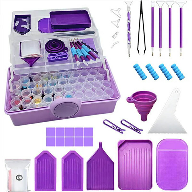 ダイヤモンドアート 作成ツール 展開式 3段収納ボックス 工具入れ アートペンセット 補正ツール ペンヘッド ダイヤモンドアート ビーズアート 修正 ダイヤモンドアート キット ダイヤモンド塗装工具セット ダイヤモンドペインティングペンキット