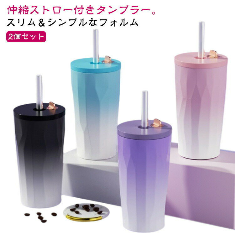 二重構造 かわいい こぼれない 持ち運び 保冷 タンブラー 600ml 伸縮ストロー付き 真空断熱 おしゃれ ..