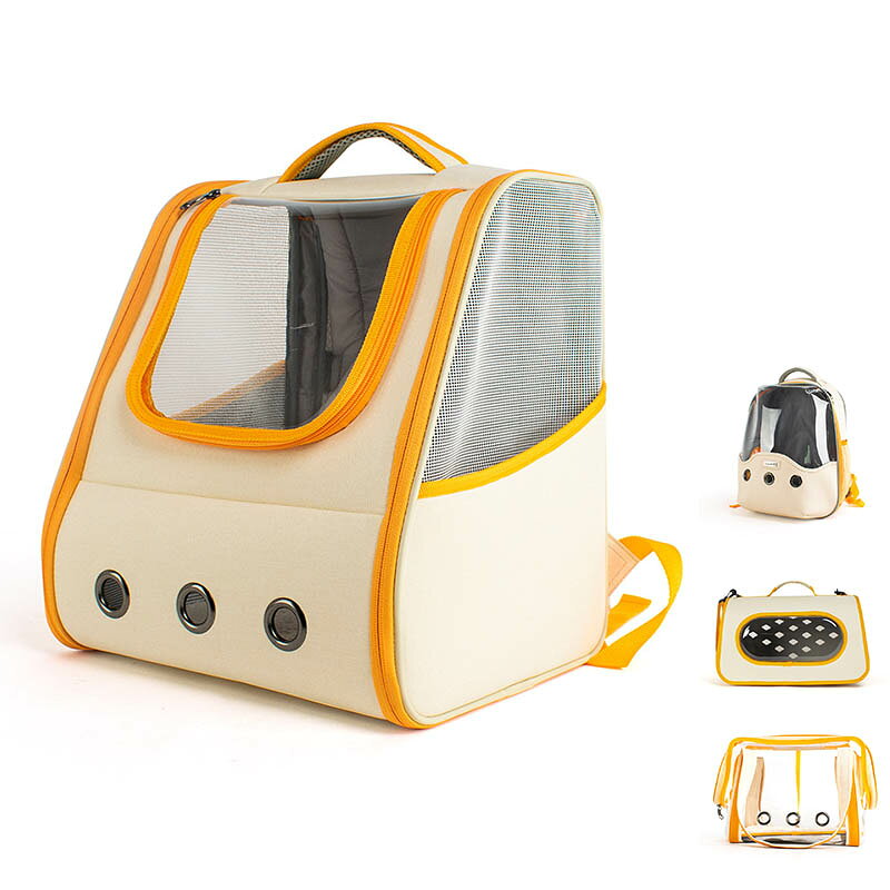 ペットキャリー リュック 猫キャリー 手提げ 猫犬兼用 リュックバッグ 透明 ビニール 顔出し 通気性 大..