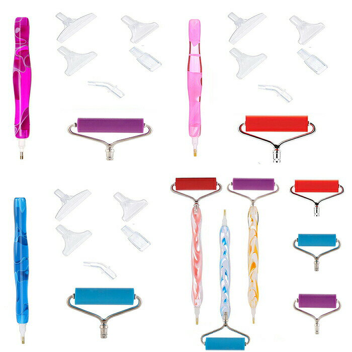 ダイヤモンドアート ダイヤモンドペイン ダイヤモンド刺繍 メタルローラー付き 作成ツール アートペンセット 補正ツール ペンヘッド 修正 キット 初心者 ペンキット メタルチップ ダイヤモンドペイントツール ペインティングペン アクセサリー用 DIY